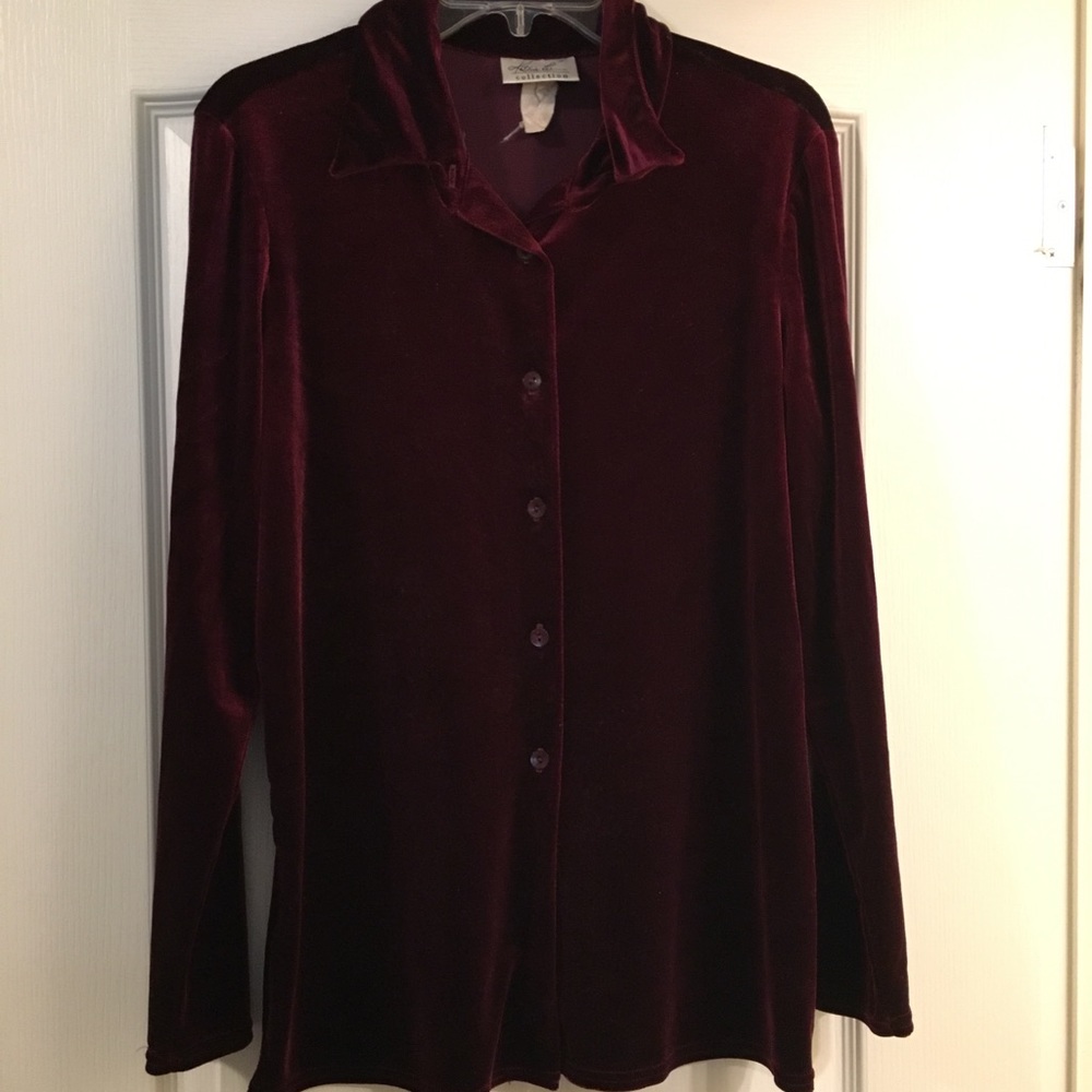 Kathie Lee Cillection - Burgundy Velour Blouse